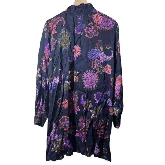 FRNCH Aliciana Black Purple Long Sleeve Paisley Dress Size Large - Picture 3 of 10